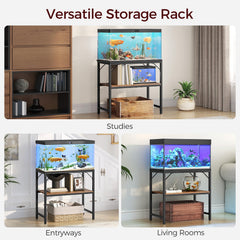 MAHANCRIS stand versatile-use view demonstrates compatibility with turtle tanks and glass containers.