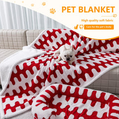 Maidewow reversible blanket red wave side up with plush sherpa interior for cozy pets.