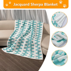 Maidewow waterproof pet blanket Blue Cloud jacquard closeup blends stylish design with protection.