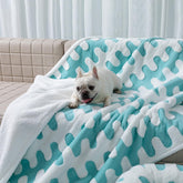 Maidewow waterproof pet blanket Blue Wave XS closeup showing spill protection for furniture.