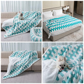 Maidewow waterproof pet blanket in blue wave protects furniture from spills
