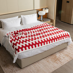 Maidewow waterproof pet blanket red wave xl on sofa protects furniture from spills.