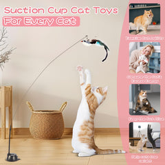 Maiguangta cat wand toy with suction cups sticks to smooth surfaces for interactive sessions.