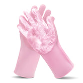 Maiiu pet grooming gloves pink foam cleaning for rich lather during bath.