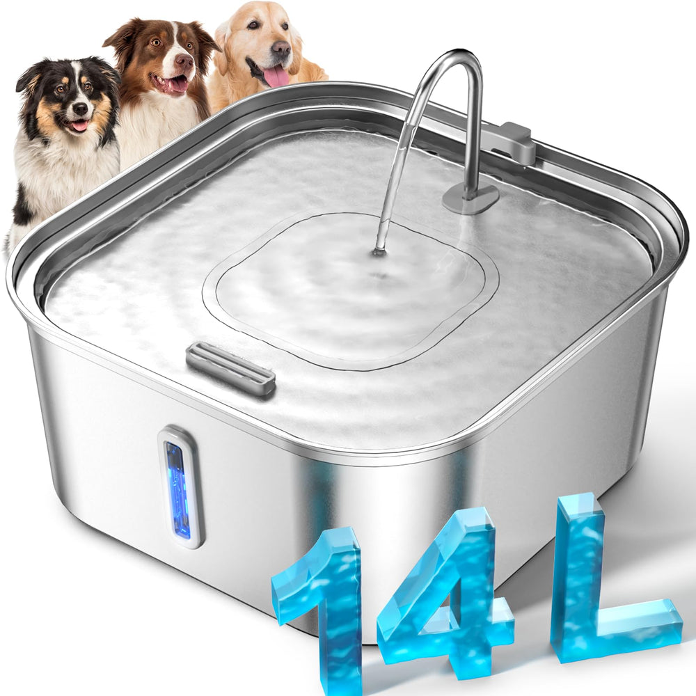 MAILOFY large dog water fountain with visible window showing water level for easy monitoring