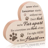 Maitys pet memorial heart-shaped wood sign with paw prints keeps memory alive.