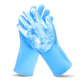 Maiiu pet grooming glove blue outer view for secure bath time
