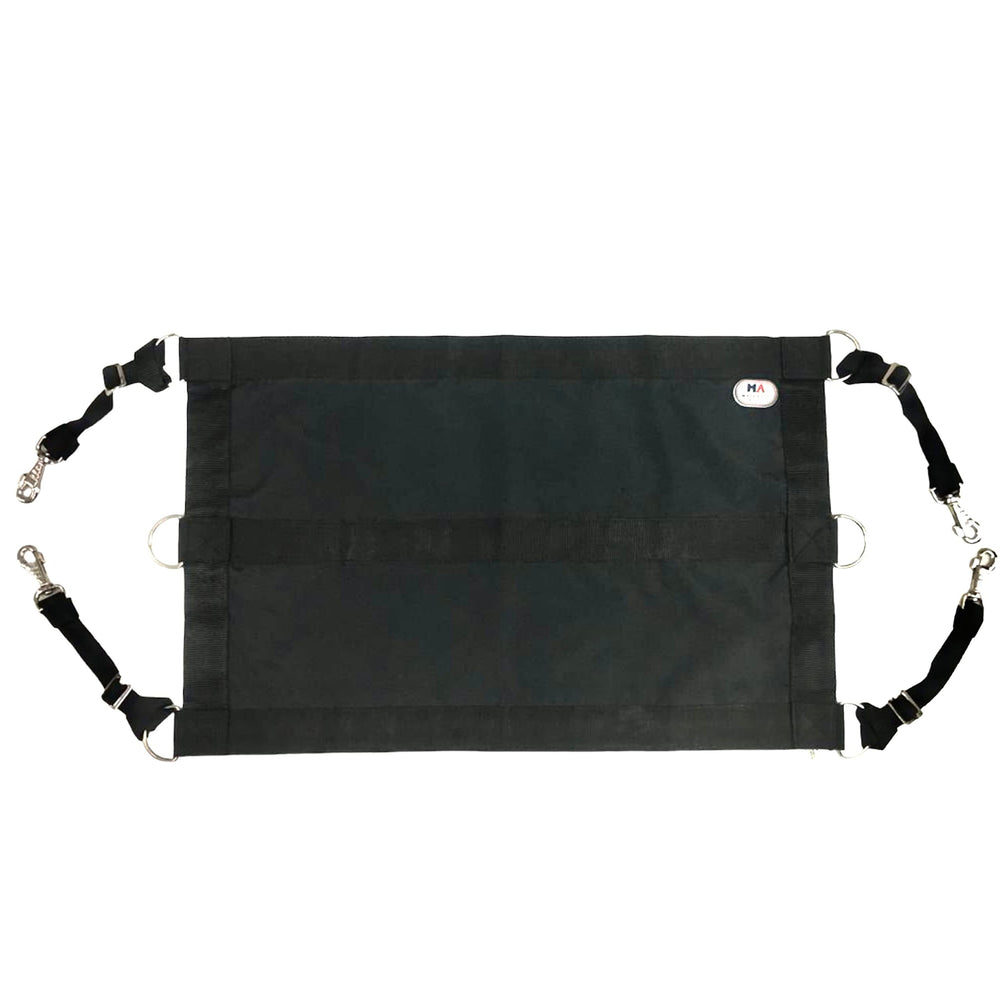 Majestic Ally 1200D stall guard side view shows secure containment with adjustable straps.