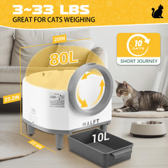 MALFT night mode litter box shown with soft illumination for evening use.