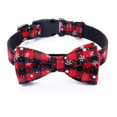 Malier Christmas dog collar with bow tie and snowflake pattern for festive styling.