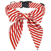 Malier Christmas dog collar bowtie red stripe front view for festive styling