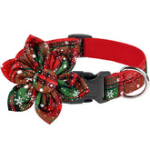 Malier Christmas collar with plaid bow in red-green for festive photos.