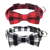 Malier Christmas dog collar with red bow, adjustable fit for festive photo sessions
