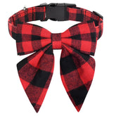 Malier Christmas dog collar with bow-tie front view shows festive style and secure fit.