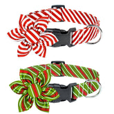 Malier Christmas dog collar with flower and red buckle for festive walks
