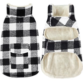 Malier Classic Plaid Fleece Dog Coat front view showing warm windproof design
