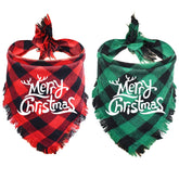 Malier dog bandana buffalo plaid tassel edges for festive styling