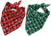 Malier dog bandana with Christmas plaid snowflake in green adds festive style for pets