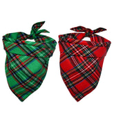 Malier dog bandana classic plaid green worn for a festive holiday look
