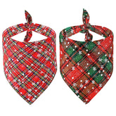 Malier dog bandana with buffalo plaid snowflake design for festive pet style.