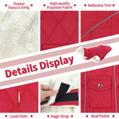 Malier dog winter coat leash hole demonstrates quick leash access during walks.