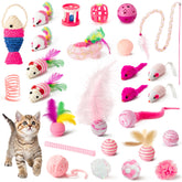 MALLMALL6 pink mice toy set invites chasing play and hunting instincts
