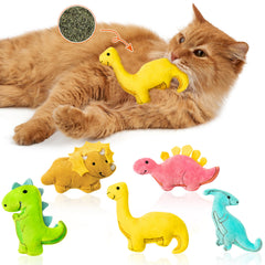Mallmall6 dinosaur catnip toy triceratops play scene boosts hunting instinct during interactive sessions.