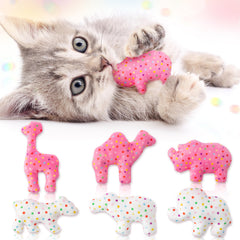 MALLMALL6 Frosted Animal Cookie catnip toy with crinkle paper for interactive play.