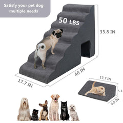 MALOROY dog stairs 7-steps side view showing extended climb.