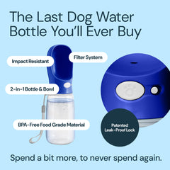 MalsiPree 19oz dog water bottle in use during outdoor adventure.