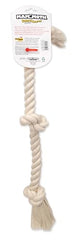 Mammoth Flossy Chews 3-knot rope tug, closeup knots, promotes teeth flossing during chew sessions.