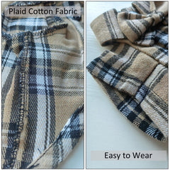 MAMORE plaid dog shirt close up reveals soft fabric texture and comfort.