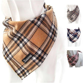 MAMORE soft-washable plaid bandana light khaki close-up shows breathable fabric for daily wear