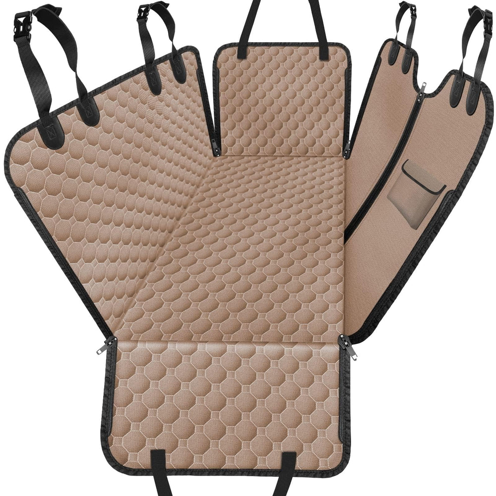 Mancro back seat cover full coverage keeps seats protected from fur and spills.