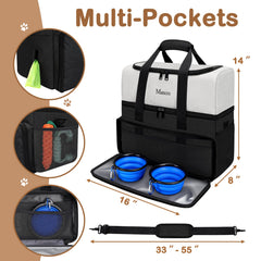 Mancro Dual Layers Dog Travel Bag side pockets for quick-access gear