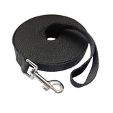 MANDAO nylon training leash 30ft black side view for obedience practice.