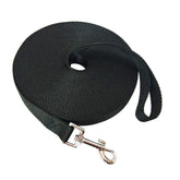 MANDAO 50ft black nylon training leash for recall and outdoor practice.