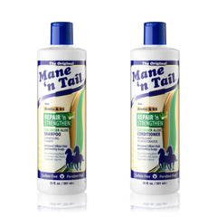 Mane 'n Tail Repair n Strengthen shampoo bottle with hydrating boost for healthier-looking hair.