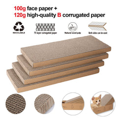 Mankaide high-density recycled cardboard highlights durability for claws and play.