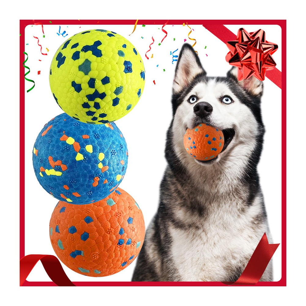 Mankoda Dog Balls 3-pack in vibrant colors for easy retrieval and play.