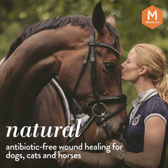 Manuka Vet Medical Grade MGO 500+ honey bottle emphasizes strong antimicrobial performance support