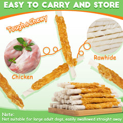 MAQIHAN chicken-wrapped rawhide sticks aid dental cleaning during chew sessions.