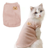 Maqilo waffle-knit t-shirt pink front view for small pets, breathable comfort.