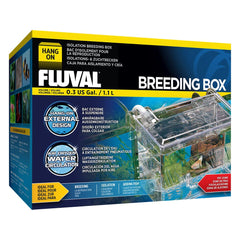 Marina Fluval multi-chamber holding box hangs on the tank exterior for easy isolation.