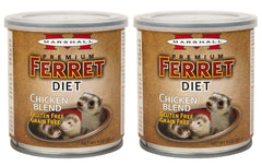 Marshall Ferret Diet chicken blend can-topper 2-pack for moisture-rich meals.