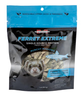 Marshall Pet Products Ferret Extreme Munchy Minnows packaging highlights simple protein reward for training