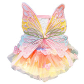 Maruomiki dog princess dress with rainbow butterfly pettiskirt for festive summer outings