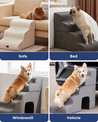 MASSFU Beige Curved Dog Stairs removable cover is machine washable