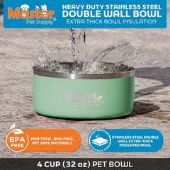 Master Pet Supply double-wall insulated bowl keeps water colder longer