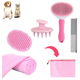 Master Queen dog bath brush kit packaging shows five-piece set for easy home grooming.